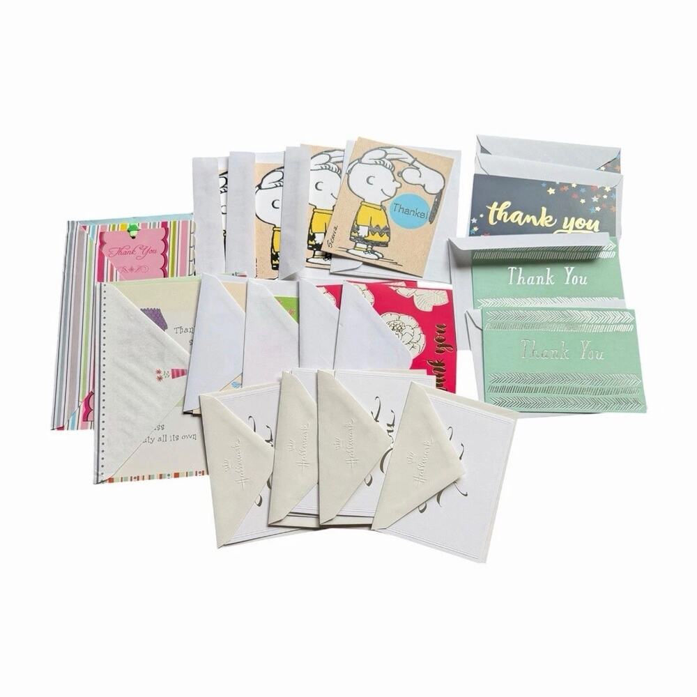 Thank You Card Bundle Snoopy Floral Modern Blank Greeting Cards Envelopes Lot